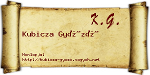 Kubicza Győző névjegykártya