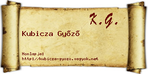 Kubicza Győző névjegykártya